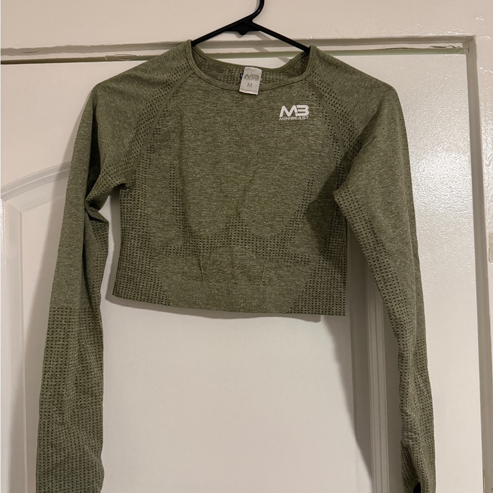 Mini Beast Olive Green Women's Gym Crop Top